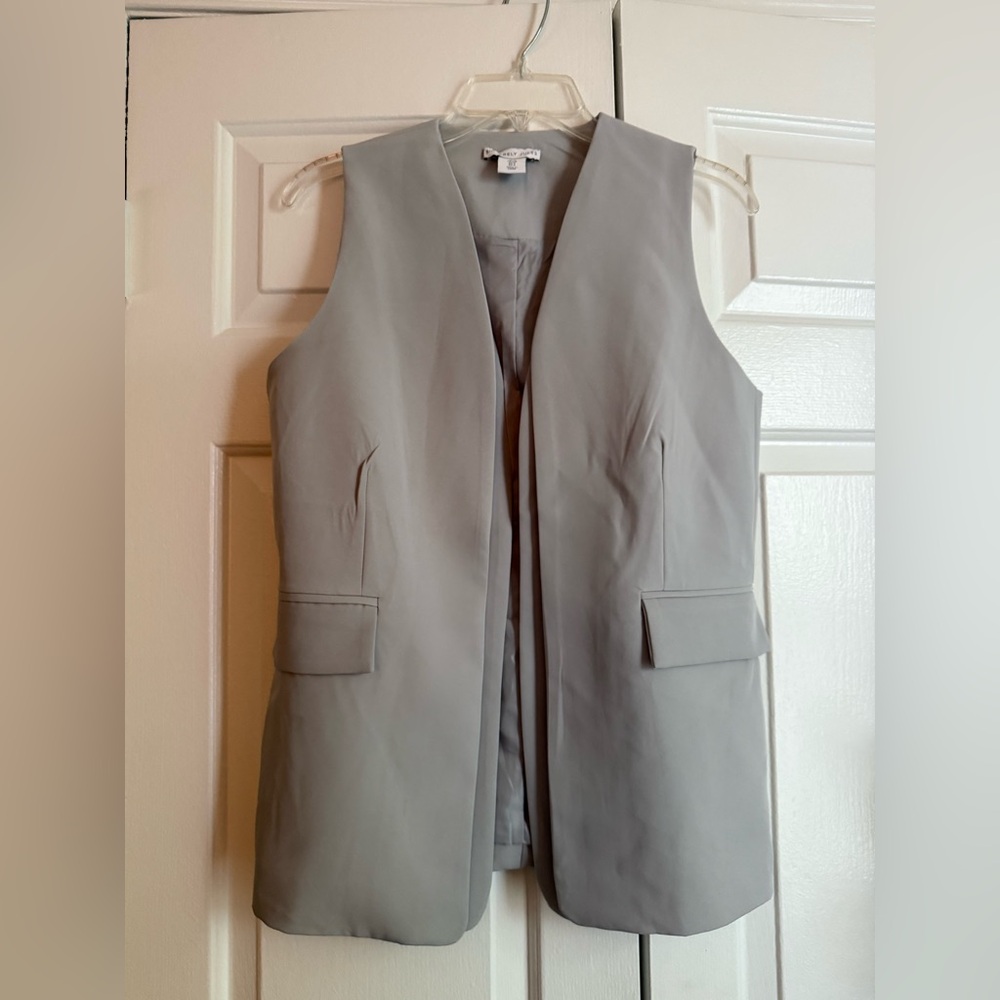 Sincerely Jules Long Grey Open Vest Sz S Office Minimalist Structured